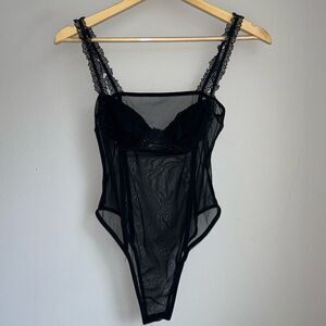 Black lace sheer bodysuit
